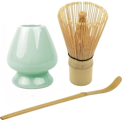 Matcha plakimo šluotelė, laikiklis ir šaukštelis